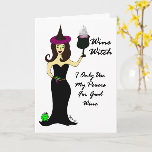 Weinhexenkarte Halloween Karte (Gelbe Blume)