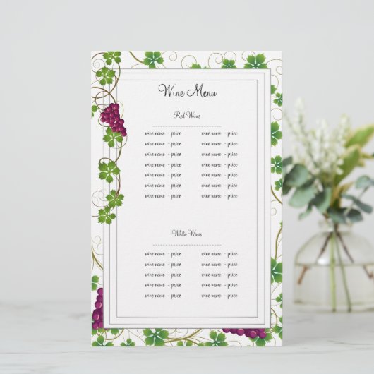 Weinkarte (Stehend Vorderseite)