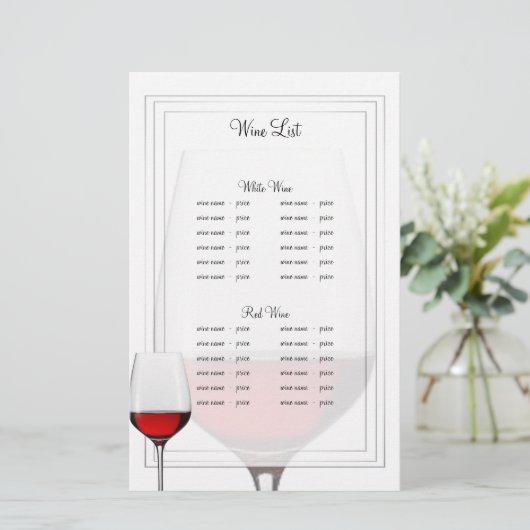 Weinkarte (Stehend Vorderseite)