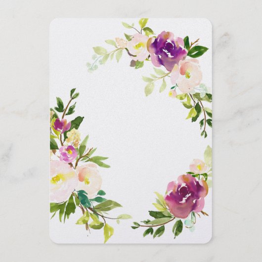 Weinkarte Burgund Wein und rosa Blumenmenü Menükarte (Rückseite)