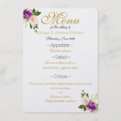 Weinkarte Burgund Wein und rosa Blumenmenü Menükarte (Vorderseite)