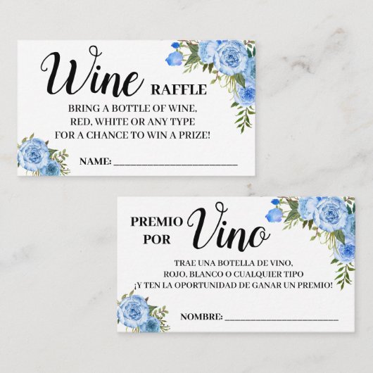 Weinkarte Englisch Spanische Duschkarte Platzkarte (Vorne/Hinten)