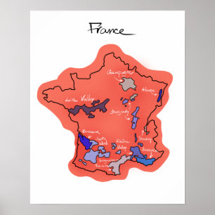 Weinkarte Frankreichs Poster
