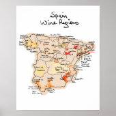 Weinkarte Spaniens Poster (Vorne)