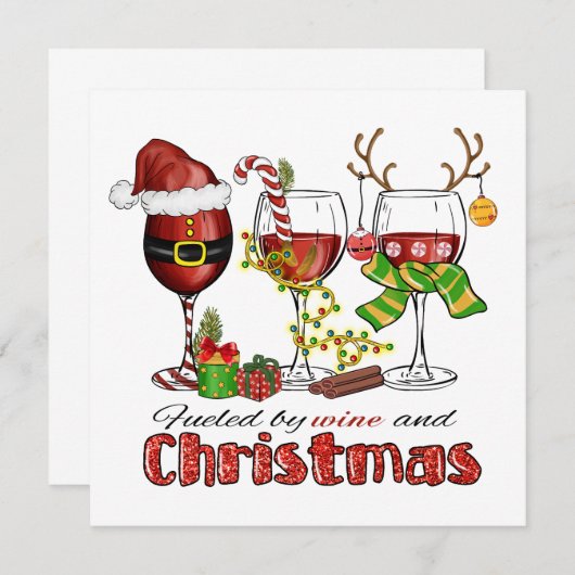 Weinkarte und Weihnachtskarte Mitteilungskarte (Vorne/Hinten)