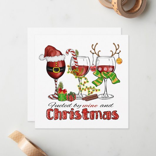 Weinkarte und Weihnachtskarte Mitteilungskarte (Vorderseite/Rückseite Beispiel)