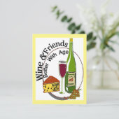 Weinkäse & Freunde im Alter Einladung (Stehend Vorderseite)