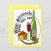 Weinkäse & Freunde im Alter Einladung (Vorne/Hinten)