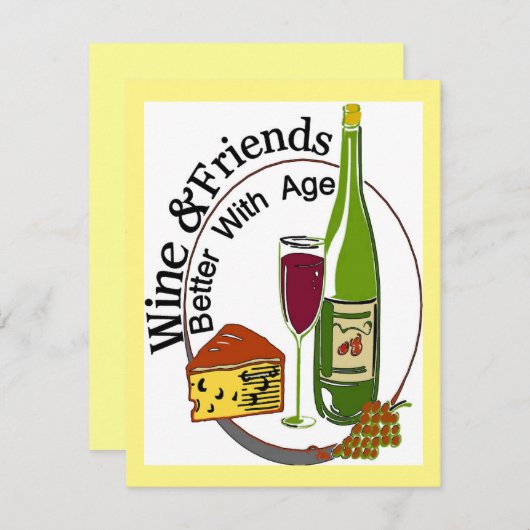 Weinkäse & Freunde im Alter Einladung (Vorne/Hinten)