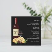 Weinkäsescocktail Party in formalem Schwarz Einladung (Stehend Vorderseite)