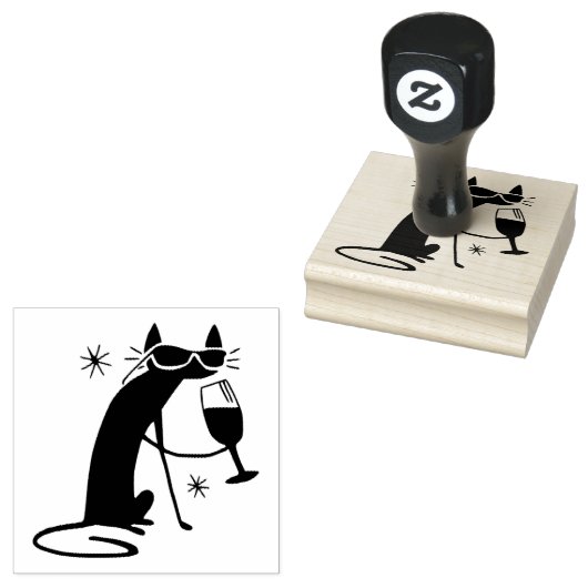 Weinkatze Gummistempel (Stempel)