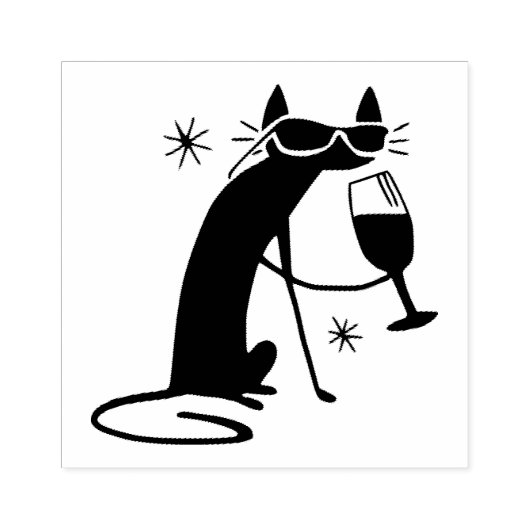 Weinkatze Gummistempel (Prägung)