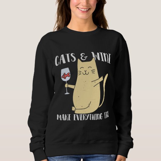 Weinkatzen und Wein machen alles gut Sweatshirt (Vorderseite)