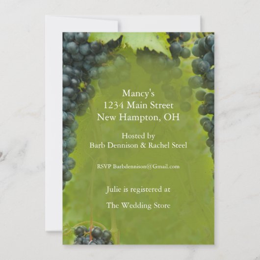 Weinkeller Brautparty Einladung (Rückseite)