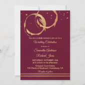 Weinkeller Burgund Marsala Gold Hochzeit Einladung (Vorderseite)