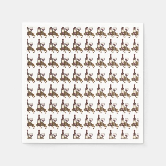 Weinkeller Glas Flasche Roter Wein Weinkultur und  Serviette (Vorderseite)