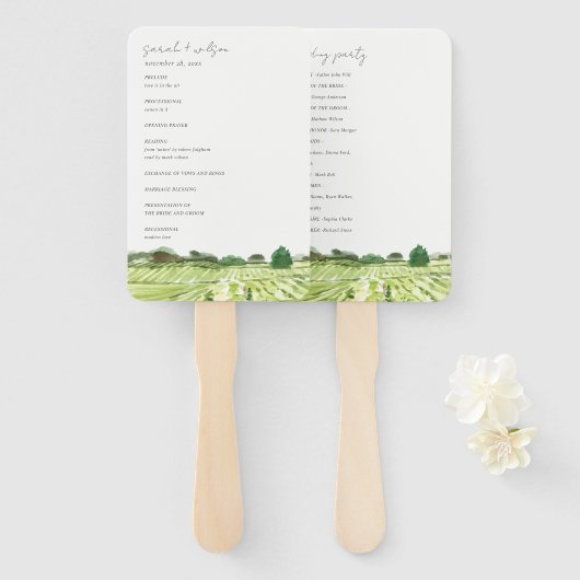 Weinkeller Grüne Weinkellerei Hochzeitsprogramm Fächer (Vorne und Hinten)