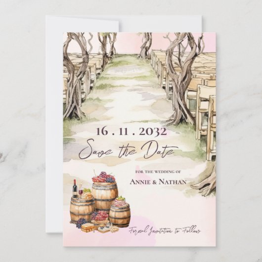 Weinkeller Hochzeit auf Grapevine Inspiriert Save The Date (Vorderseite)