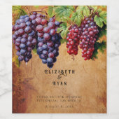 Weinkeller Hochzeit Lila Rote Trauben Weinetikett (Einzelnes Label)