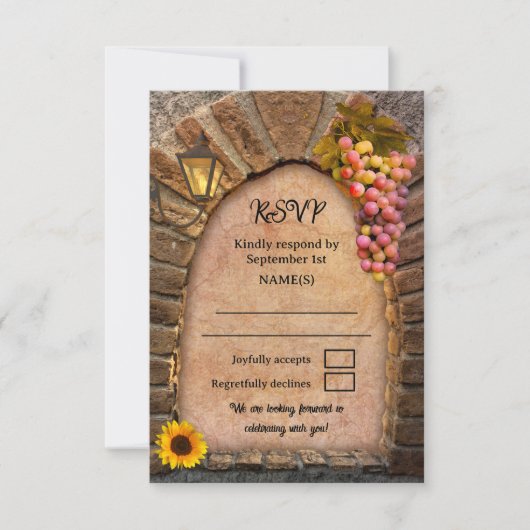 Weinkeller Klassisch Italienische Hochzeit RSVP Karte (Vorderseite)