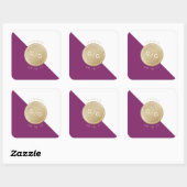 Weinkeller lila minimalistisch moderne Monogramm V Quadratischer Aufkleber (Blatt)