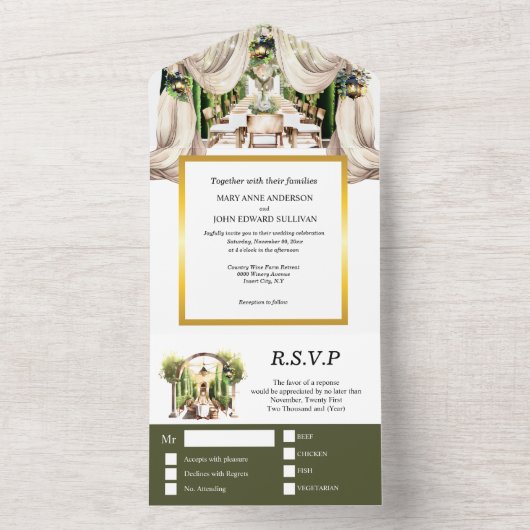 Weinkeller mit grünem Gold Weinberg Toskanischer W All In One Einladung (Innen Boden)