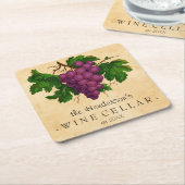 Weinkeller mit Trauben-Vintagem personalisiertem Rechteckiger Pappuntersetzer (angewinkelt)
