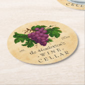 Weinkeller mit Trauben-Vintagem personalisiertem Runder Pappuntersetzer (Angewinkelt)