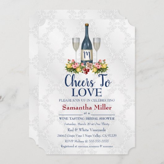 Weinkeller oder Brautdusche Einladung (Vorne/Hinten)