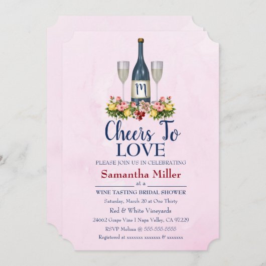 Weinkeller oder Brautdusche Einladung (Vorne/Hinten)