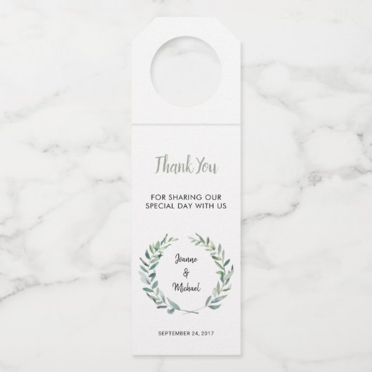 Weinkeller Oliven Blätter Zweig Hochzeit Vielen Da Flaschenanhänger (Vorderseite)