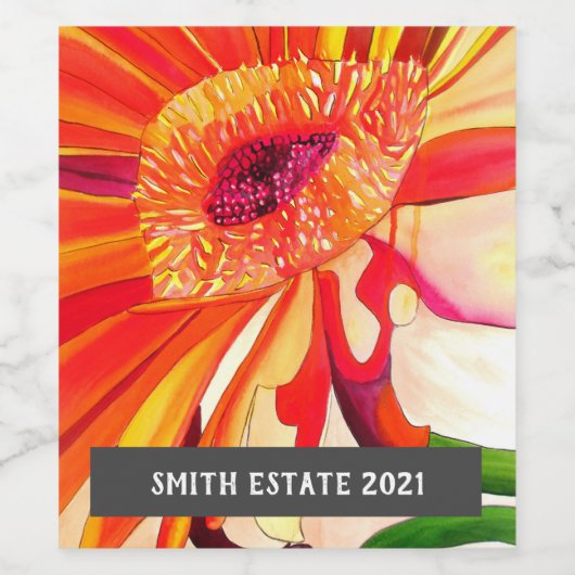 Weinkeller Orange gerberbera Weinetikett (Einzelnes Label)