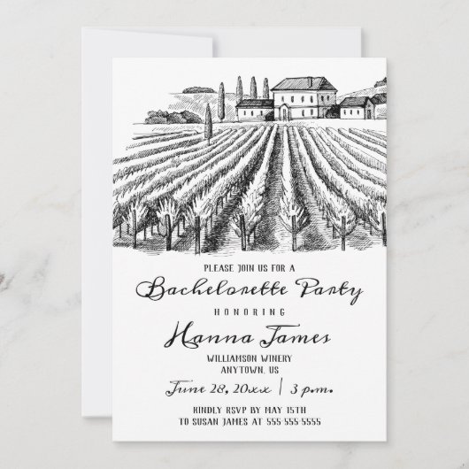 Weinkeller Rustikale Junggeselinnen-Abschied Einladung (Vorderseite)
