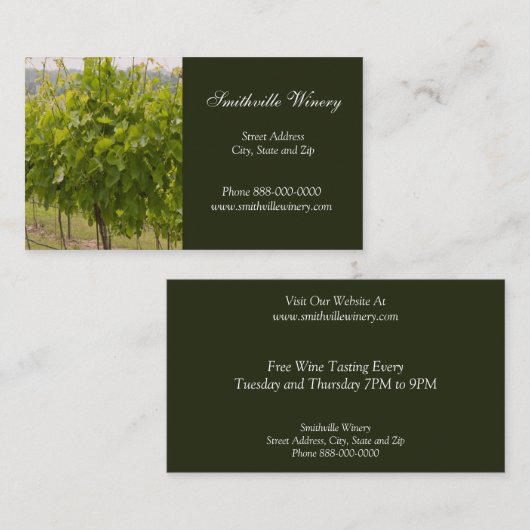 Weinkeller und Weine Business Card Visitenkarte (Vorne/Hinten)
