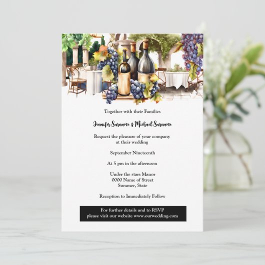 Weinkeller und Weintrauben Einladung (Stehend Vorderseite)