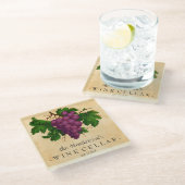 Weinkeller-Vintage Trauben addieren Glasuntersetzer (Schrägansicht)