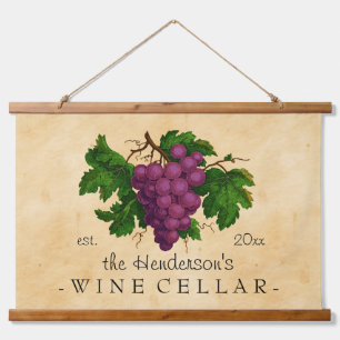 Weinkeller Vintage Trauben Weinberg INDIVIDUELLE Wandteppich Mit Holzrahmen