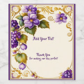 Weinkeller Weinberg Hochzeit Lila Trauben Blume Weinetikett (Einzelnes Label)