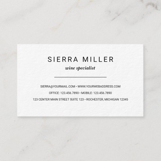 Weinkeller Weinkarte Visitenkarte (Rückseite)