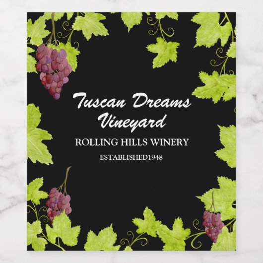 *~* Weinkeller Weintraube AR21 Cluster Weinberg Weinetikett (Einzelnes Label)