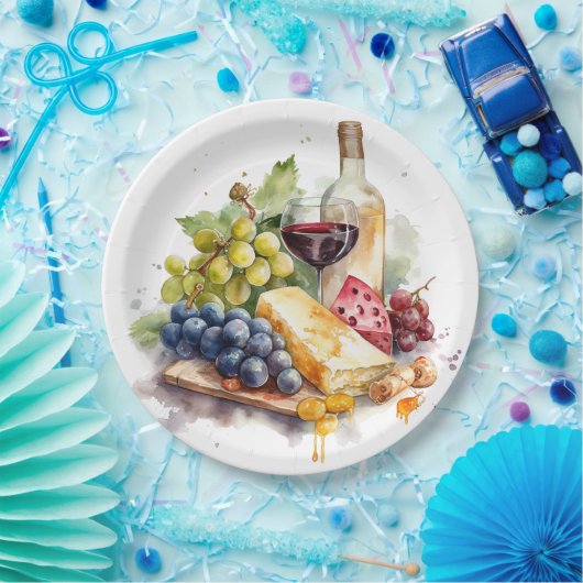 Weinkeller Weintrauben Käse Weinkultur und Erde Pappteller (Party)