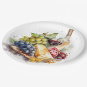 Weinkeller Weintrauben Käse Weinkultur und Erde Pappteller (Schrägansicht)