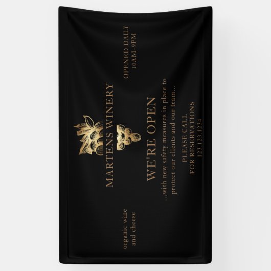 Weinkeller Wine Business Gold Trauben Wir sind off Banner (Vertikal)