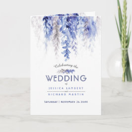 Weinkellerei Aquarellblau-graue weiße Hochzeit Programm