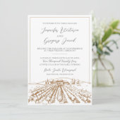 Weinkellerei Einladung mit Zeichnend Weinberg (Stehend Vorderseite)