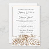 Weinkellerei Einladung mit Zeichnend Weinberg (Vorne/Hinten)