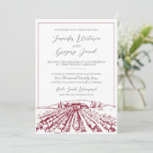 Weinkellerei Einladung mit Zeichnend Weinberg (Stehend Vorderseite)