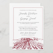 Weinkellerei Einladung mit Zeichnend Weinberg (Vorne/Hinten)