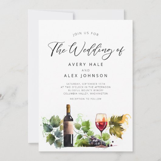 Weinkellerei Einladung zur Hochzeit (Vorderseite)