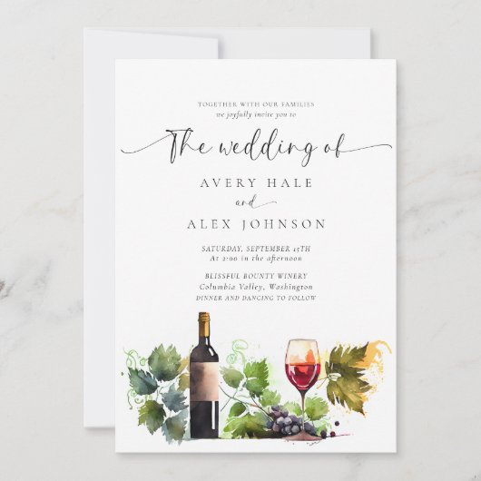 Weinkellerei Hochzeit Einladung (Vorderseite)